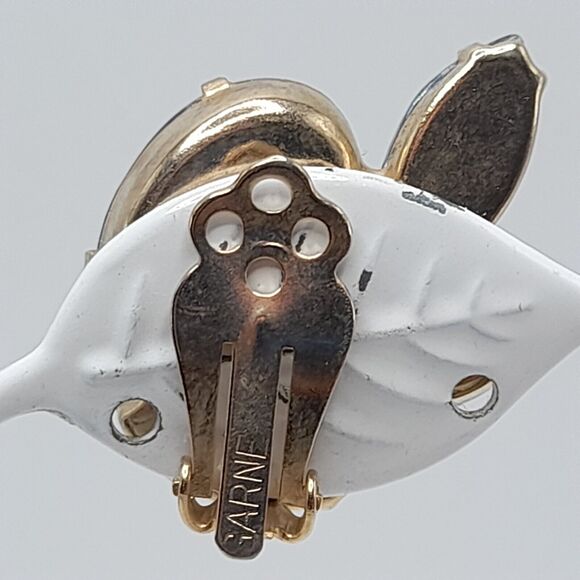 Vintage GARNE Blue Rhinestone Clip-On Earrings Fire Polished 50s-60s - Picture 5 of 12